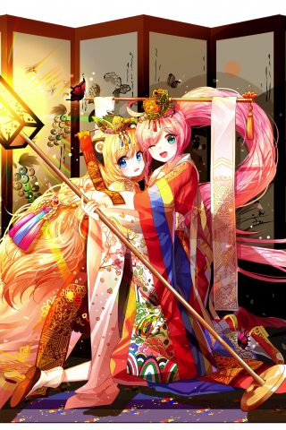 320x480 wallpaper Anime girls, hatsune miku, traditional dress, 4k