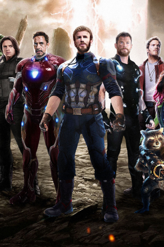320x480 wallpaper Team of superheroes, movie, avengers: infinity war