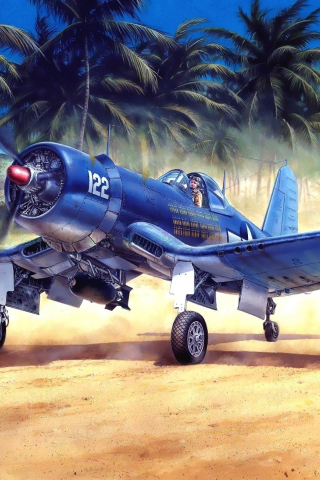 320x480 wallpaper Vought F4U Corsair, aircraft, art