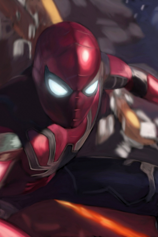 320x480 wallpaper Spiderman, new suit, infinity war, 2018 movie, 4k