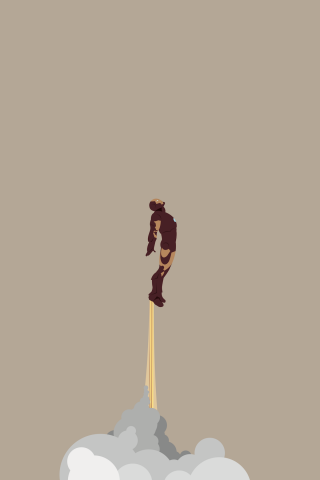 320x480 wallpaper Iron man, flight, superhero, minimalism