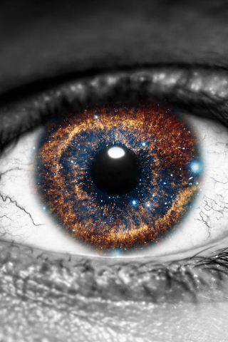 320x480 wallpaper Galaxy, inside eye, close up