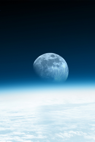 320x480 wallpaper Moon, planet, space, blue horizon