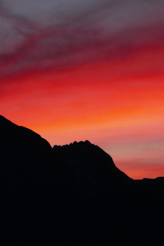 320x480 wallpaper Sunset, mountains, sky, skyline, 5k