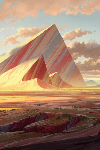 320x480 wallpaper Fantasy, rock mountains, landscape