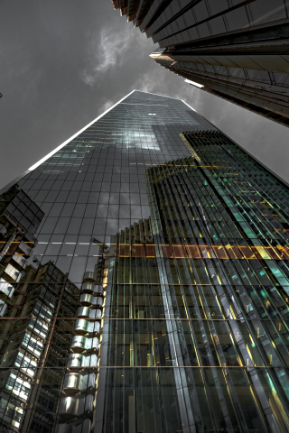 320x480 wallpaper Glass building's facade, building, city, reflections