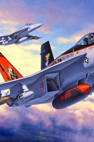 320x480 wallpaper Boeing F/A-18E/F Super Hornet, fighter aircraft, military
