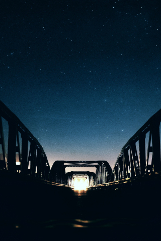 320x480 wallpaper Bridge, night view, night, sky, 5k