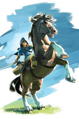 320x480 wallpaper The Legend of Zelda: Breath of the Wild, video game, horse ride, Link, 8k