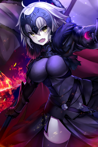 320x480 wallpaper Angry, jeanne d'arc, anime girl