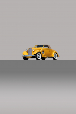 320x480 wallpaper Yellow classic car, minimal
