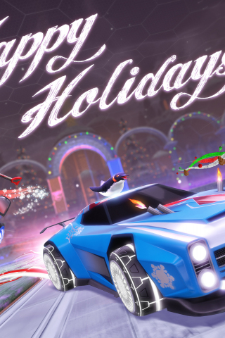 320x480 wallpaper Psyonix Rocket league, happy holidays, video game, 2017