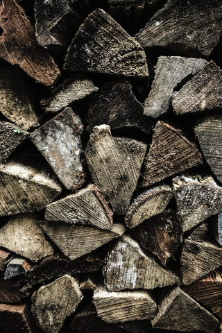 320x480 wallpaper Firewood, texture, pattern, wooden log, 4k