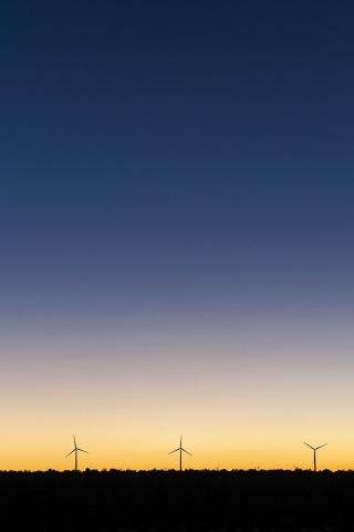320x480 wallpaper Sunset, windmills, minimal, skyline, sky