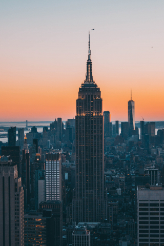 320x480 wallpaper Empire state building, sunset, skyscrapers, new york, 5k