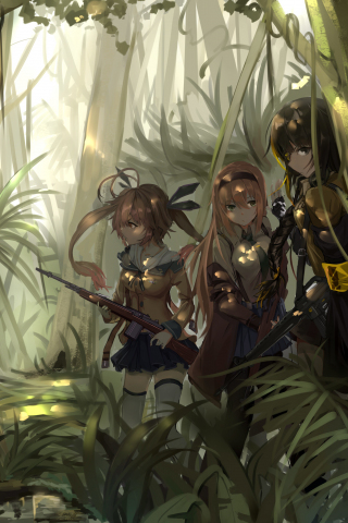 320x480 wallpaper Anime girls, forest, girls frontline