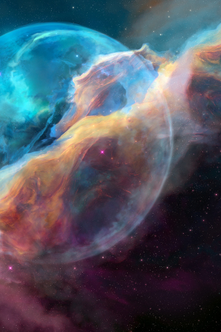 320x480 wallpaper NGC 7635 Nebula, bubble, space, art