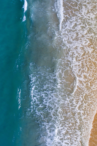 320x480 wallpaper Water, sea waves, beach, aerial view