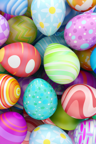 320x480 wallpaper Easter eggs, Easter, colorful, abstract