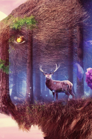 320x480 wallpaper Mystical, fantasy, forest, wildlife, art