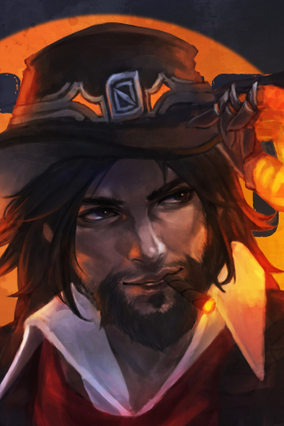 320x480 wallpaper Mccree, face, online game, overwatch