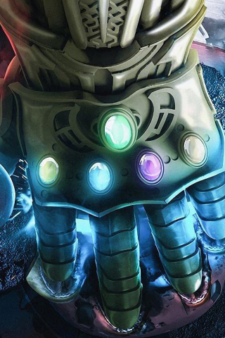 320x480 wallpaper Thanos, Infinity Gauntlet, gems