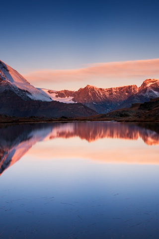 320x480 wallpaper mountains, reflections, lake, Matterhorn, sunset