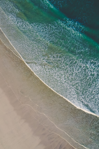 320x480 wallpaper Aerial view, beach, sea waves