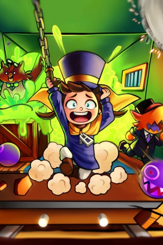 320x480 wallpaper A hat in time, kid hanging, game