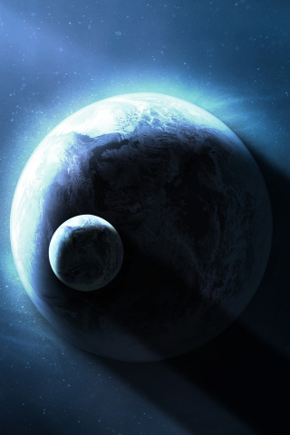 320x480 wallpaper Space, planet, earth and moon