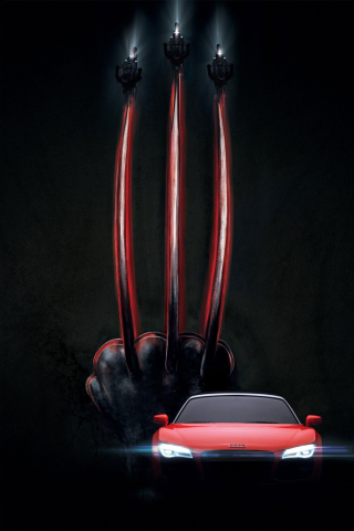320x480 wallpaper Wolverine claws and audi car, dark and minimal art