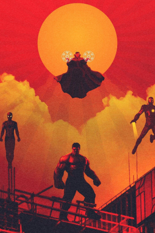 320x480 wallpaper Avengers: infinity war, hulk, Doctor Strange, iron man, spider man, 2018 movie, artwork