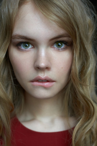 320x480 wallpaper Anastasia scheglova, face, girl model, green eyes