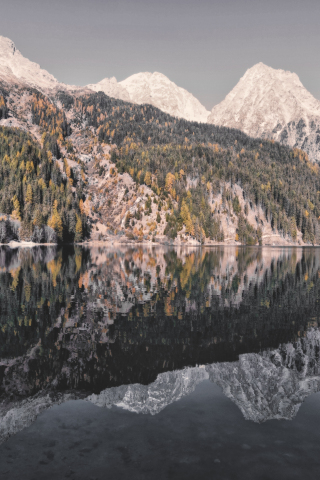 320x480 wallpaper Nature, mountains, lake, 4k, reflections