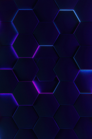 320x480 wallpaper Dark-blue hexagonal texture, abstract, pattern