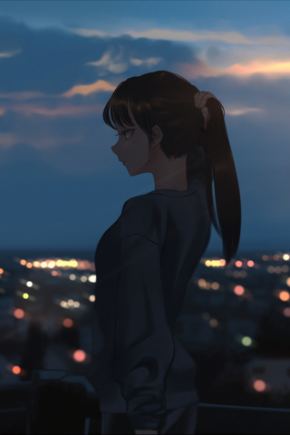 320x480 wallpaper Girl, night, anime, original