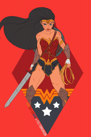 320x480 wallpaper Wonder woman, minimal, dc comics, superhero, fan art