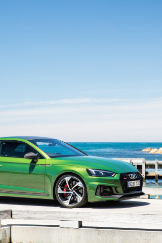 320x480 wallpaper Audi rs5 coupe, green car, side view, 4k