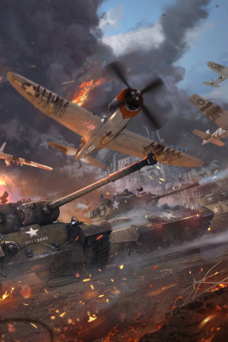 320x480 wallpaper War thunder, video game, tanks, aircraft, military, 4k