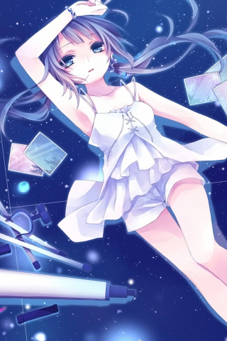 320x480 wallpaper Night dress, anime girl, Hatsune Miku