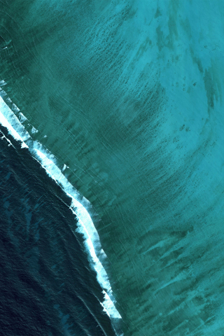 320x480 wallpaper Android Oreo, Android stock, sea waves, sea, aerial view