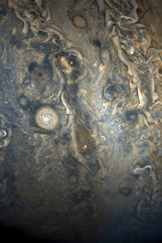 320x480 wallpaper Jupiter, planet, southern hemisphere, juno, spacecraft, nasa 4k