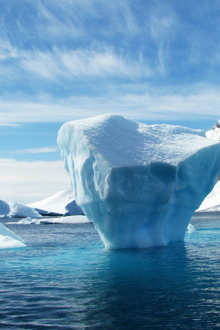 320x480 wallpaper Antarctica, iceberg, glacier, snow, sea, sky