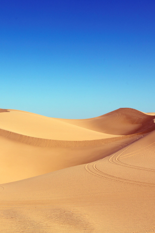320x480 wallpaper Sahara, desert dunes, desert, blue skyline, nature, 5k