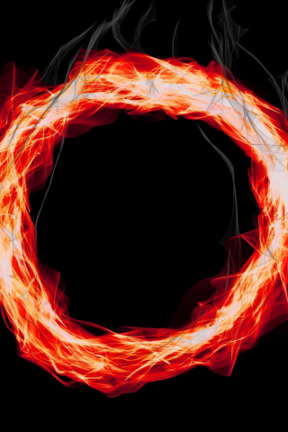 320x480 wallpaper Fire ring, smoke, flame, abstract
