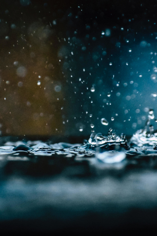 320x480 wallpaper Water droplets, surface, rain, close up