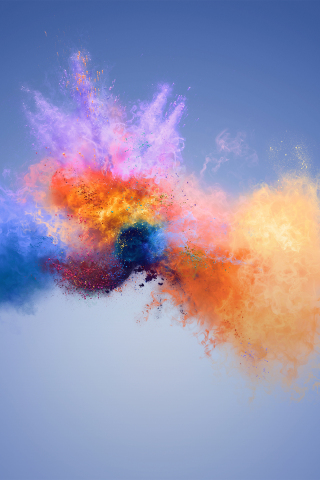 320x480 wallpaper Colorful splash, explosion, Huawei Honor 7X, stock
