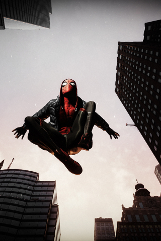 320x480 wallpaper PC game, spider-man, jump of miles morales, 2021