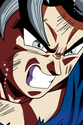 320x480 wallpaper Goku, dragon ball super, angry face, anime, 5k