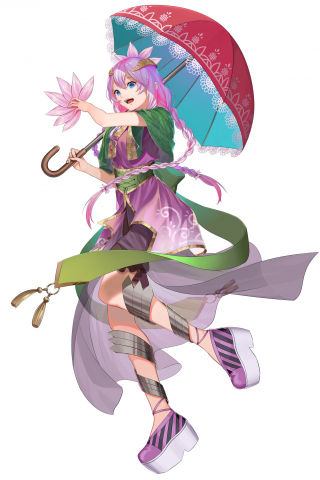 320x480 wallpaper Cute anime girl, original, umbrella